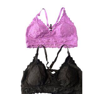 (2) Torrid Lace Bralettes Size Torrid 1 US 1X Black & Purple Coquette